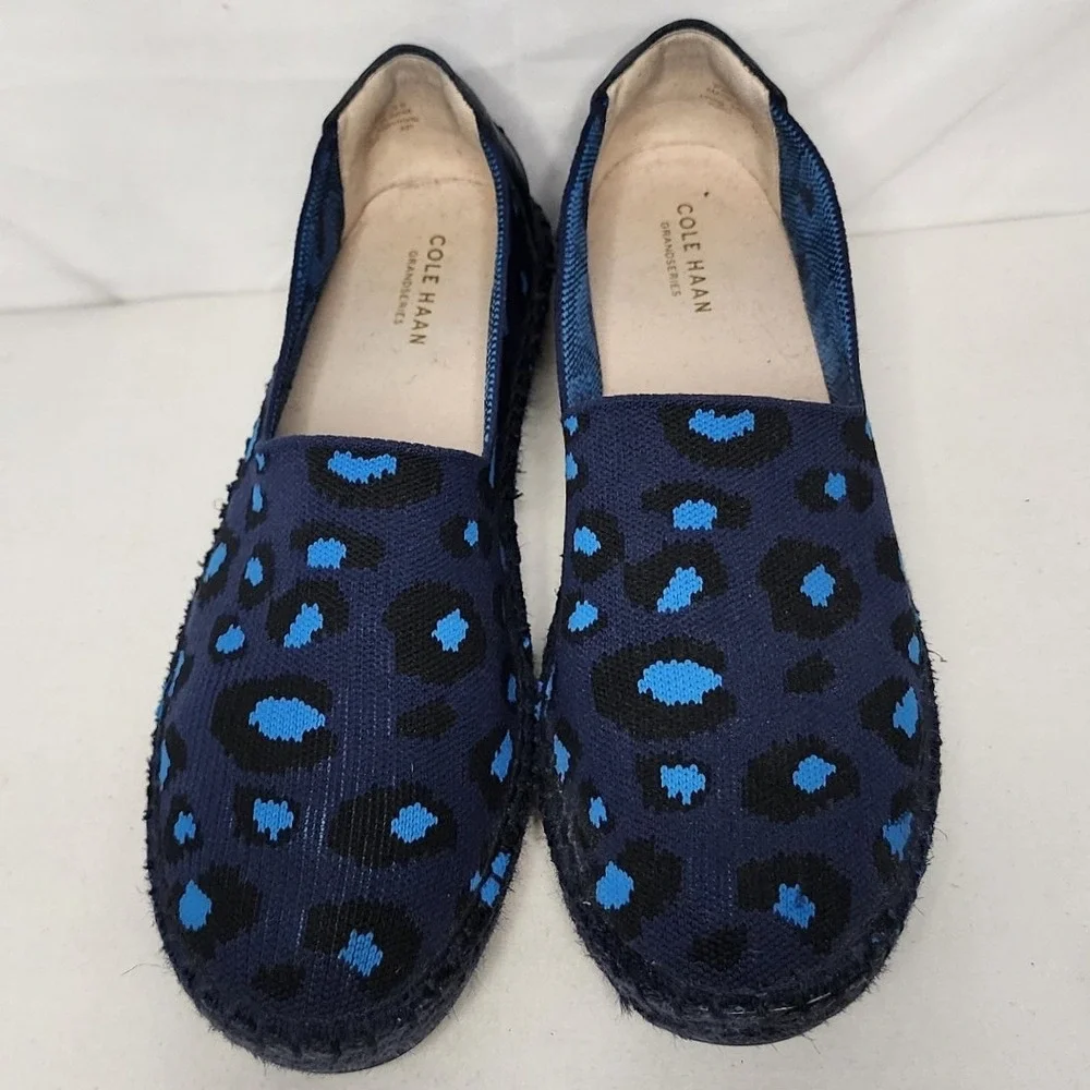 Cole Haan Pinch Maine Classic Navy Blue Leopard Loafers Size 9B